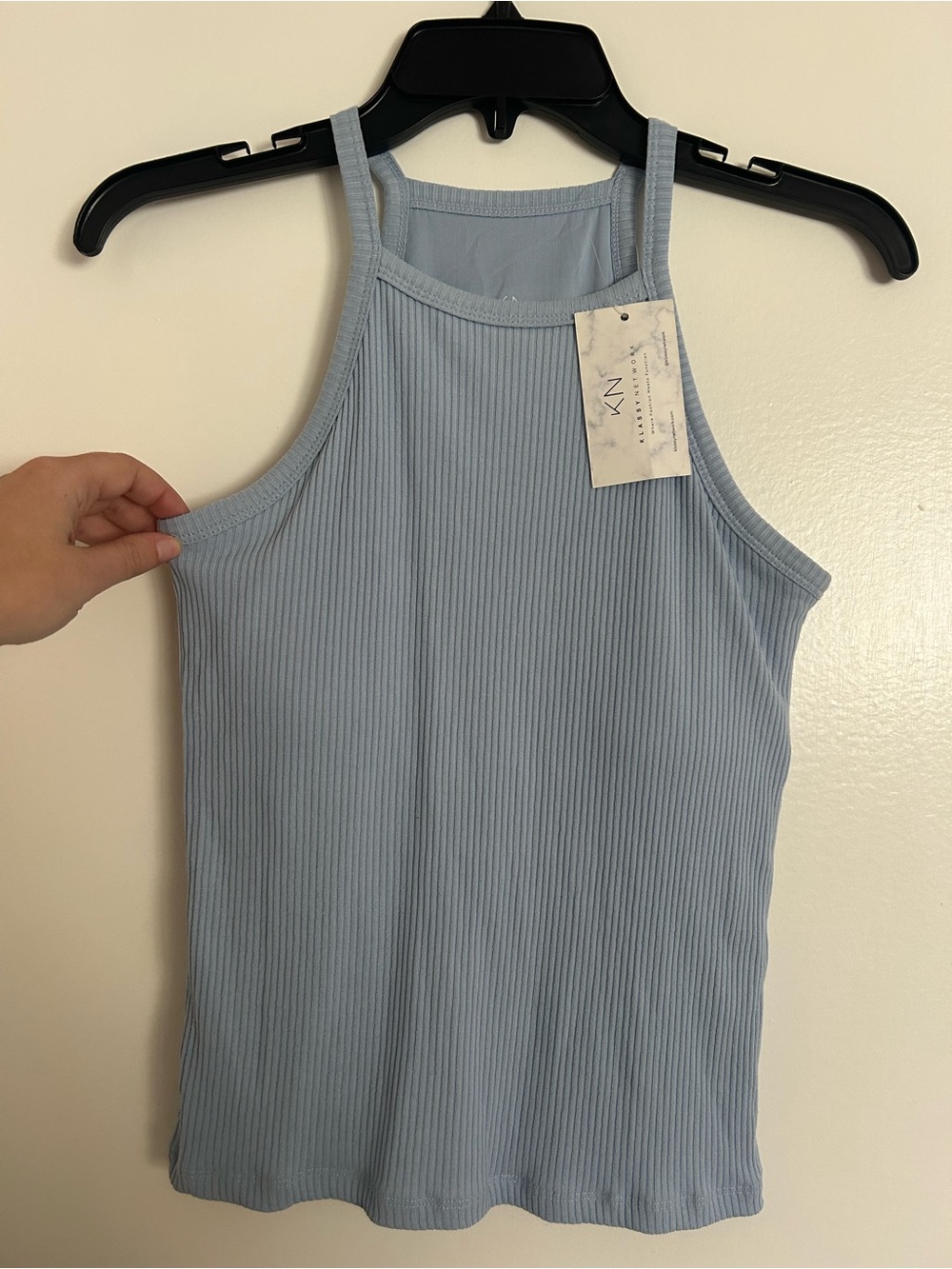 Klassy Network Sky Blue Ribbed Halter Tank